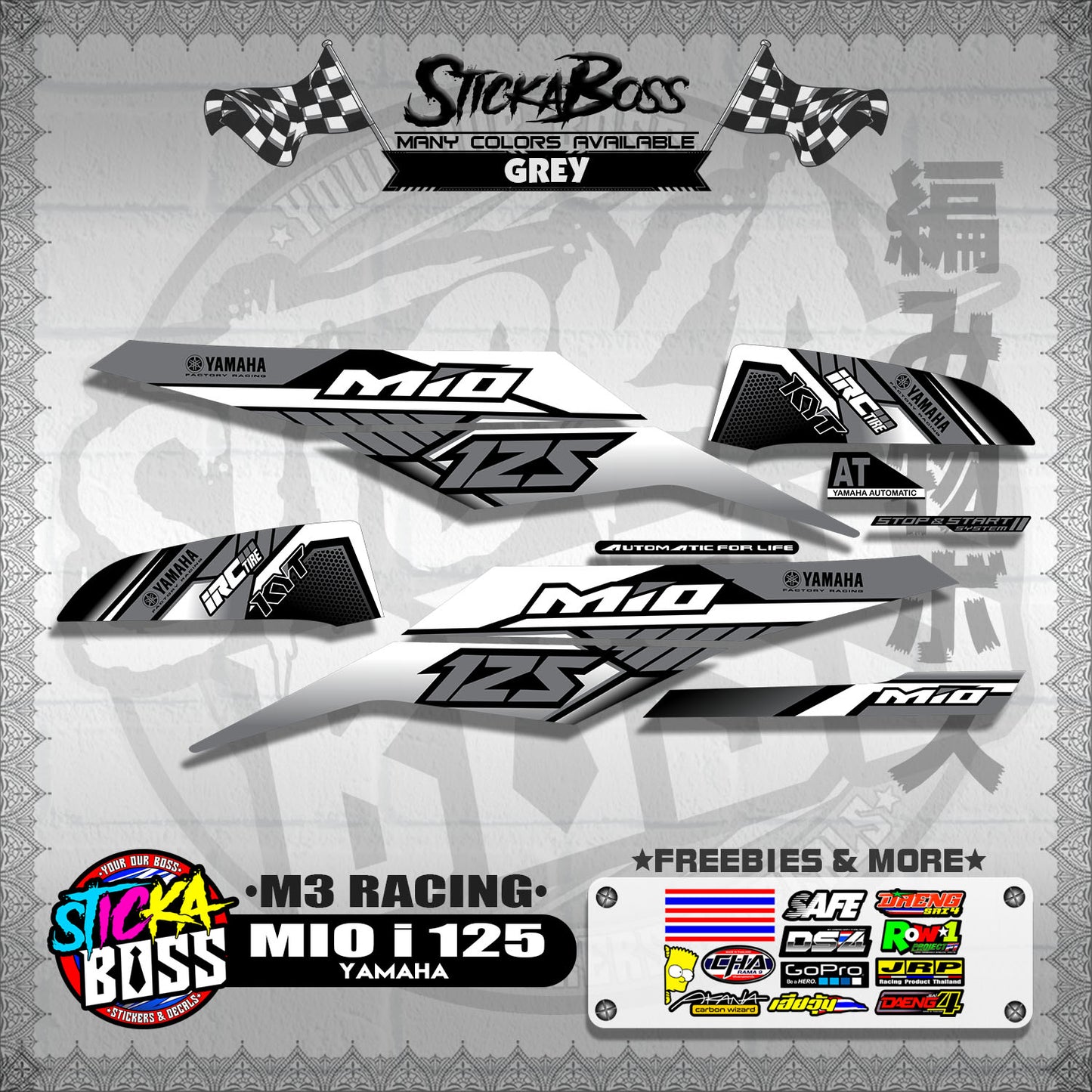 MIO i 125 STOCK DECALS ( M3 RACING ) 【WITH FREEBIES】