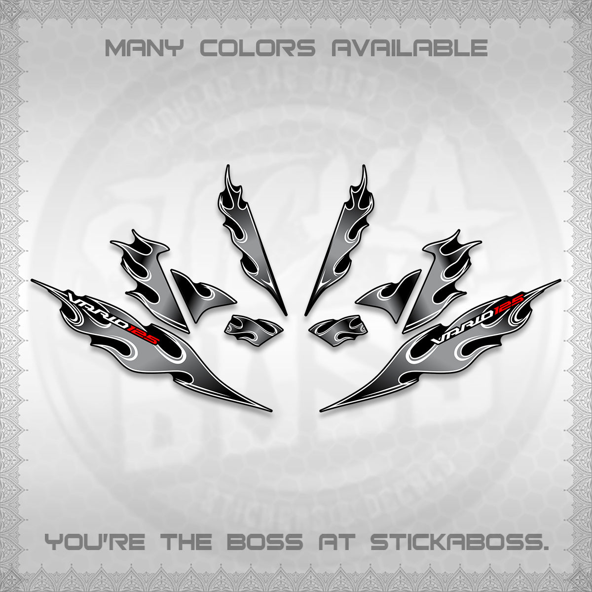 CLICK 125 V4 VARIO DECALS (2026 MOTIF FLAME 1 TONE)STICKER DECALS By STICKABOSS