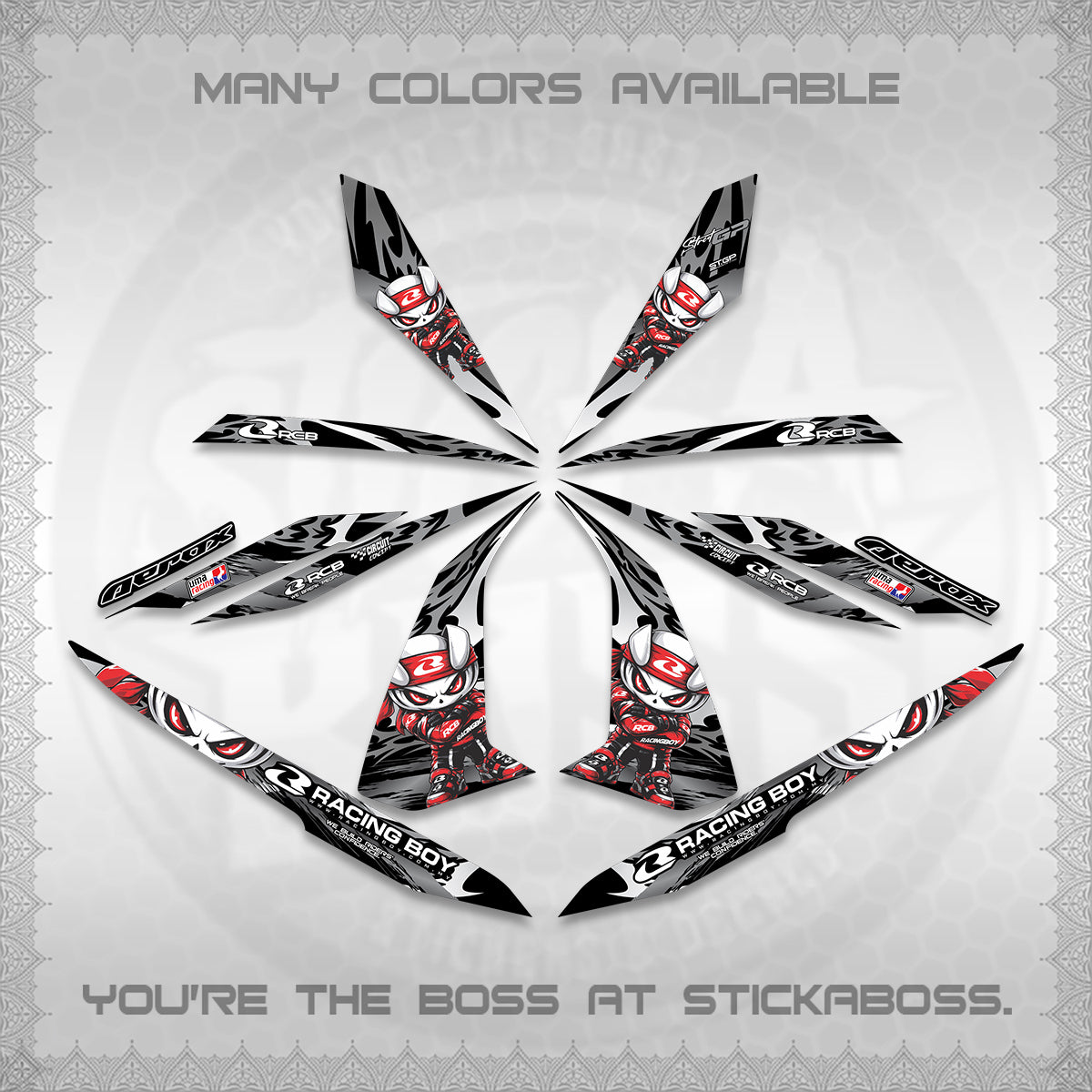AEROX 155 V1 DECALS (2026 NEW RCB 2.0 DESIGN) STICKER KITS BY STICKABOSS