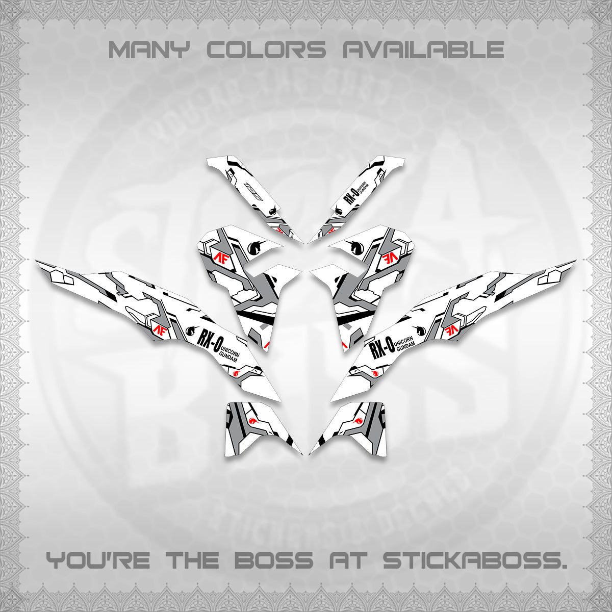 CLICK V3 VARIO FOR WHITE DECALS (UNICORN GUNDAM DESIGN) STICKER DECALS By STICKABOSS