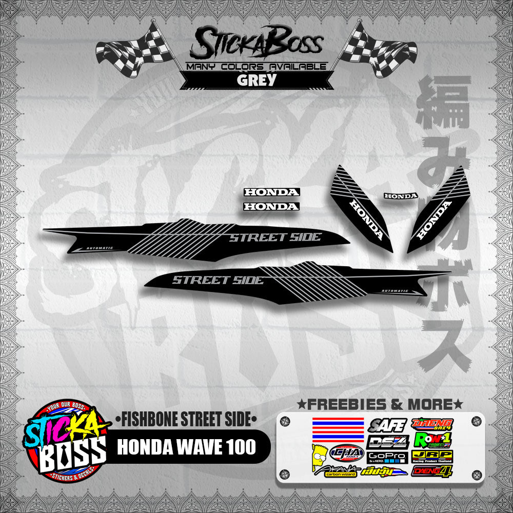 HONDA WAVE 100 DECALS ( FISHBONE STREET SIDE )【WITH FREEBIES】