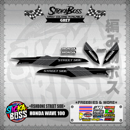 HONDA WAVE 100 DECALS ( FISHBONE STREET SIDE )【WITH FREEBIES】