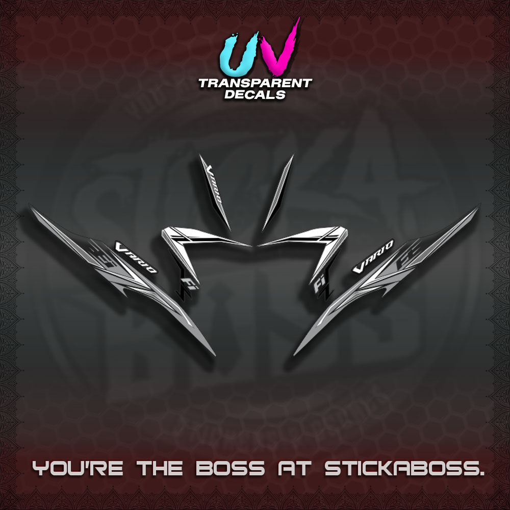 【PREMIUM UV PRINT】TRANSPARENT CLICK V2  VARIO DECALS(2026 CUSTOM 001 DESIGN)By STICKABOSS