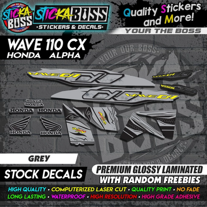 Honda Wave 110 Alpha CX (Stock Decals)【PREMIUM GLOSSY LAMINATED】
