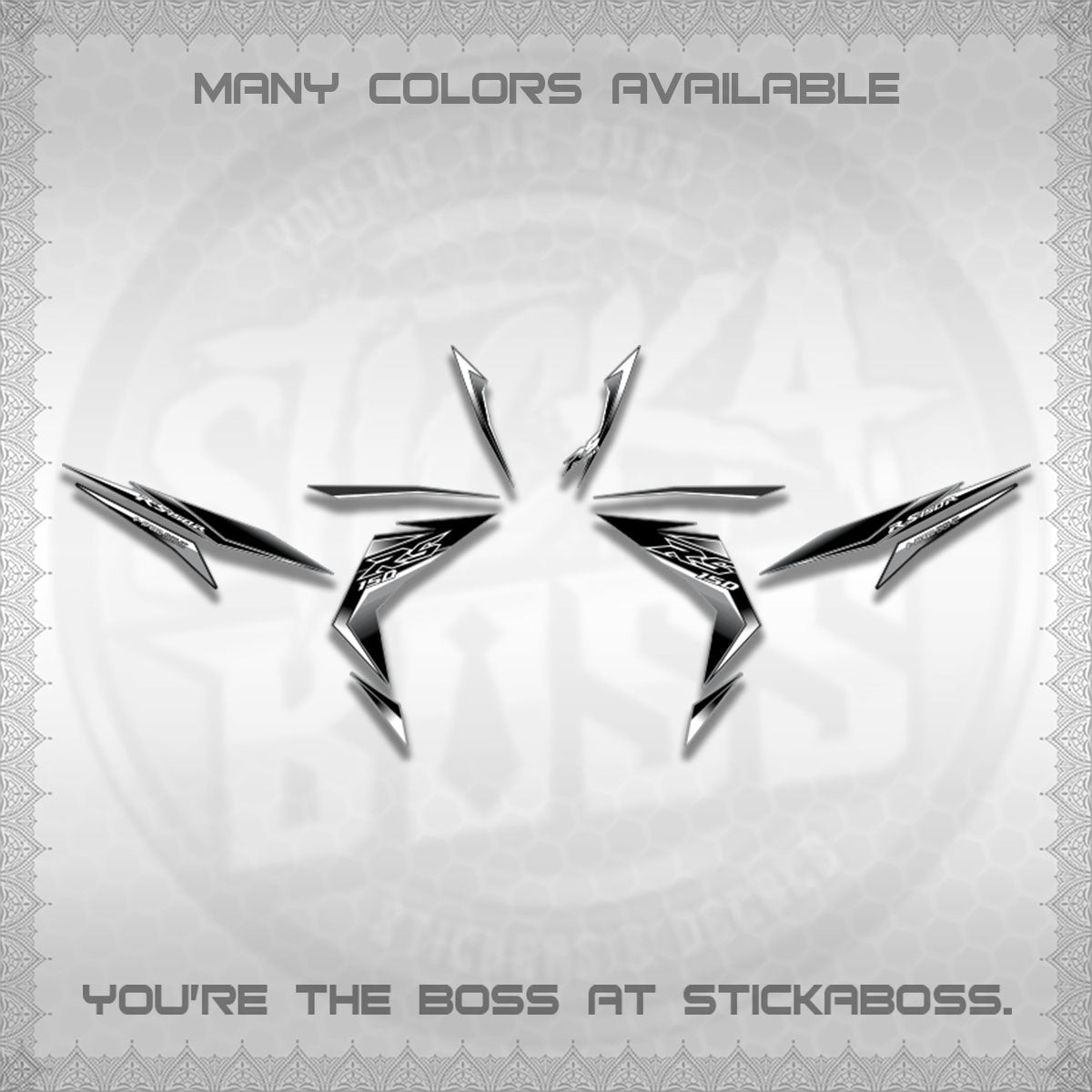WINNER 150 V1 DECALS (GTR 150 RS PATTERN)STICKER DECALS By STICKABOSS