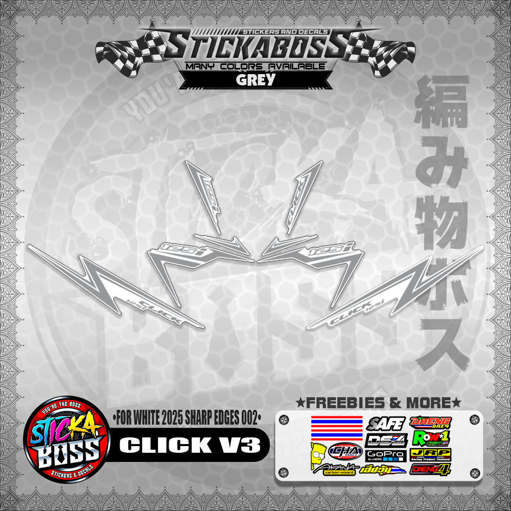 CLICK V3 INDO STICKER DECALS ( FOR WHITE 2025 SHARP EDGES 002 )【WITH FREEBIES】