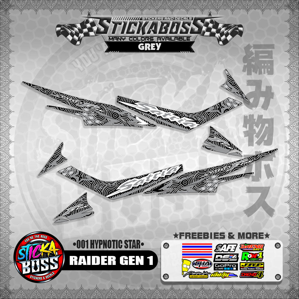 RAIDER GEN 1 MALAYSIAN STICKER DECALS (001 HYPNOTIC STAR)【WITH FREEBIES】