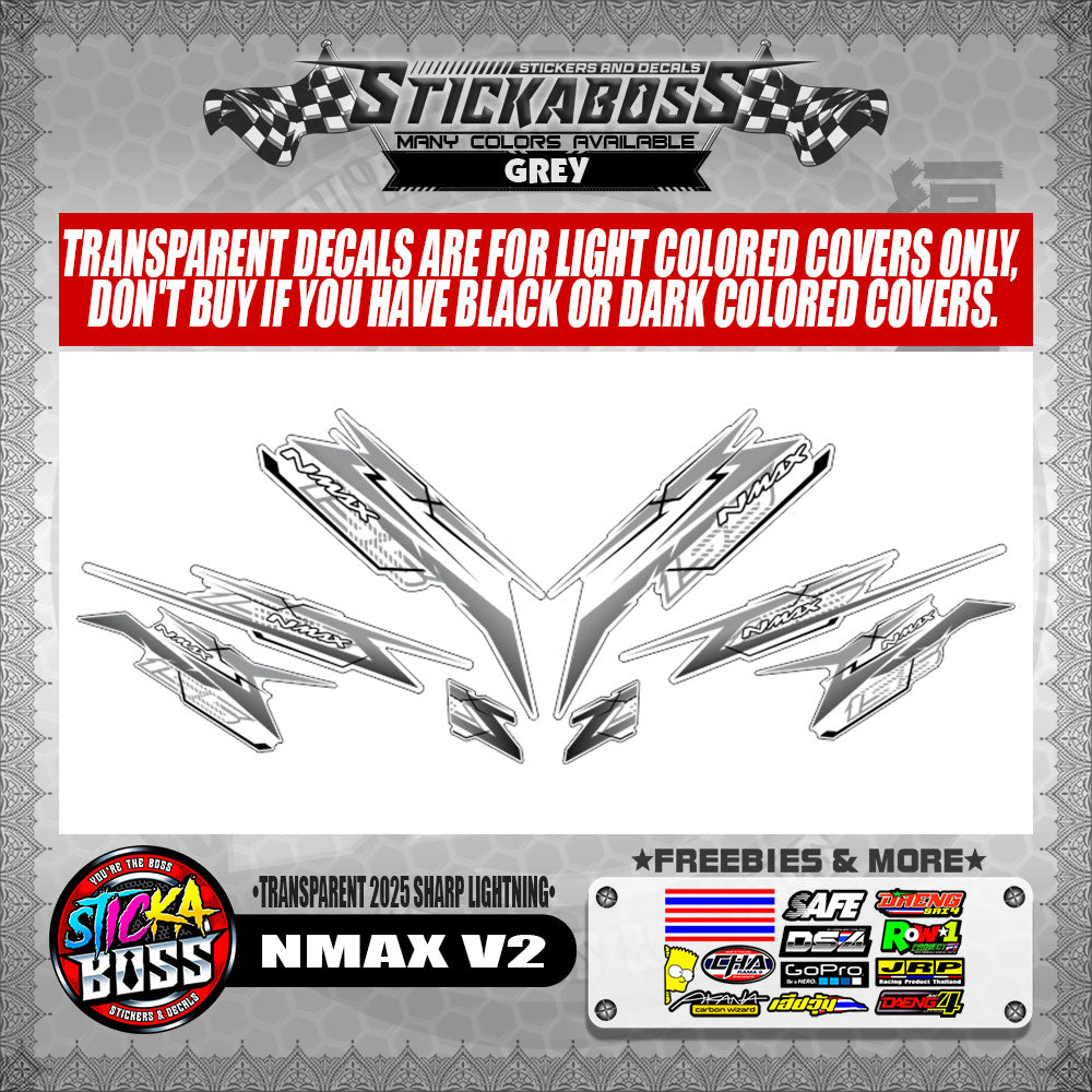 NMAX V2 INDO STICKER DECALS ( TRANSPARENT 2025 SHARP LIGHTNING )【WITH FREEBIES】
