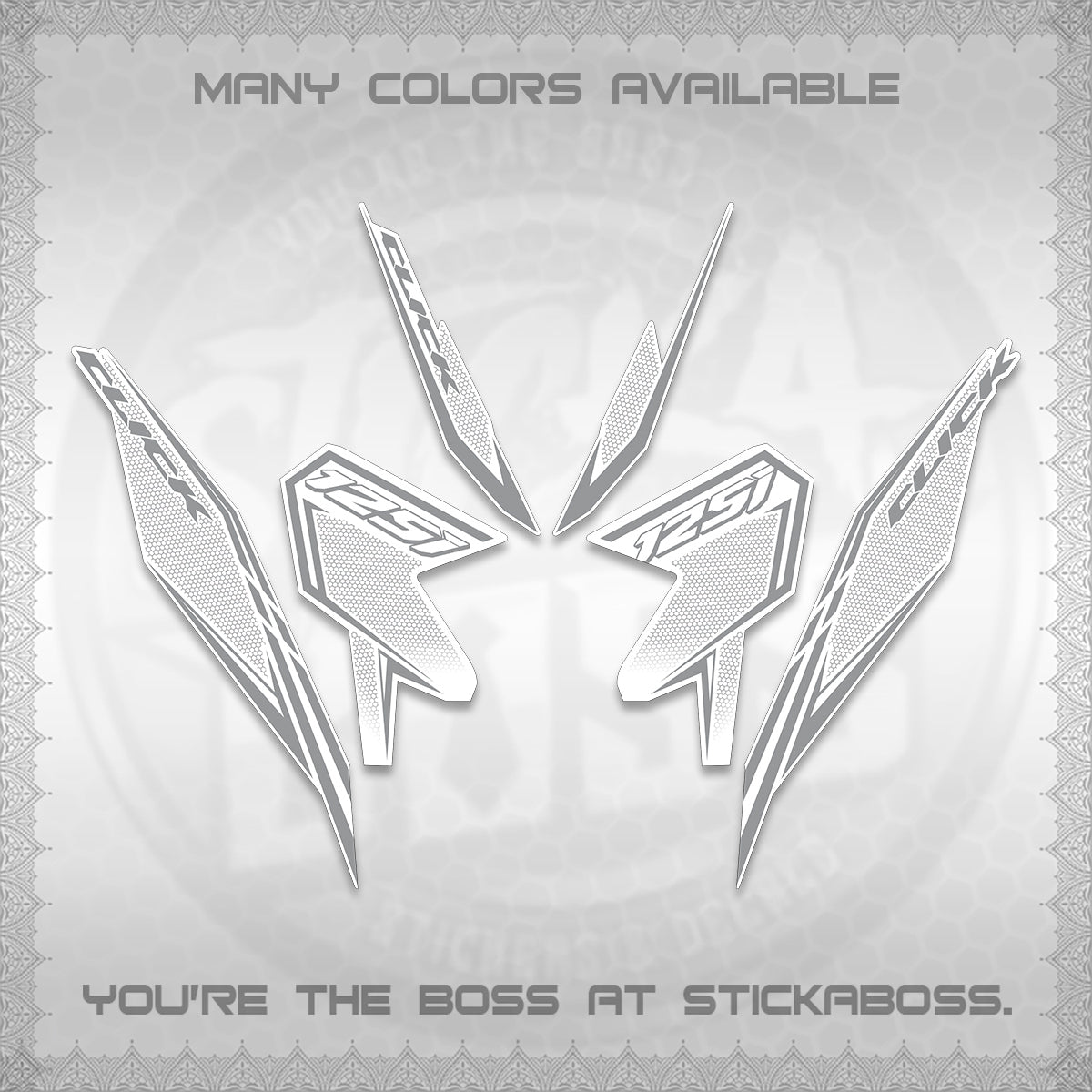 CLICK 125 V3 FOR WHITE DECALS (2026 LINE UP DESIGN) STICKER KITS By STICKABOSS