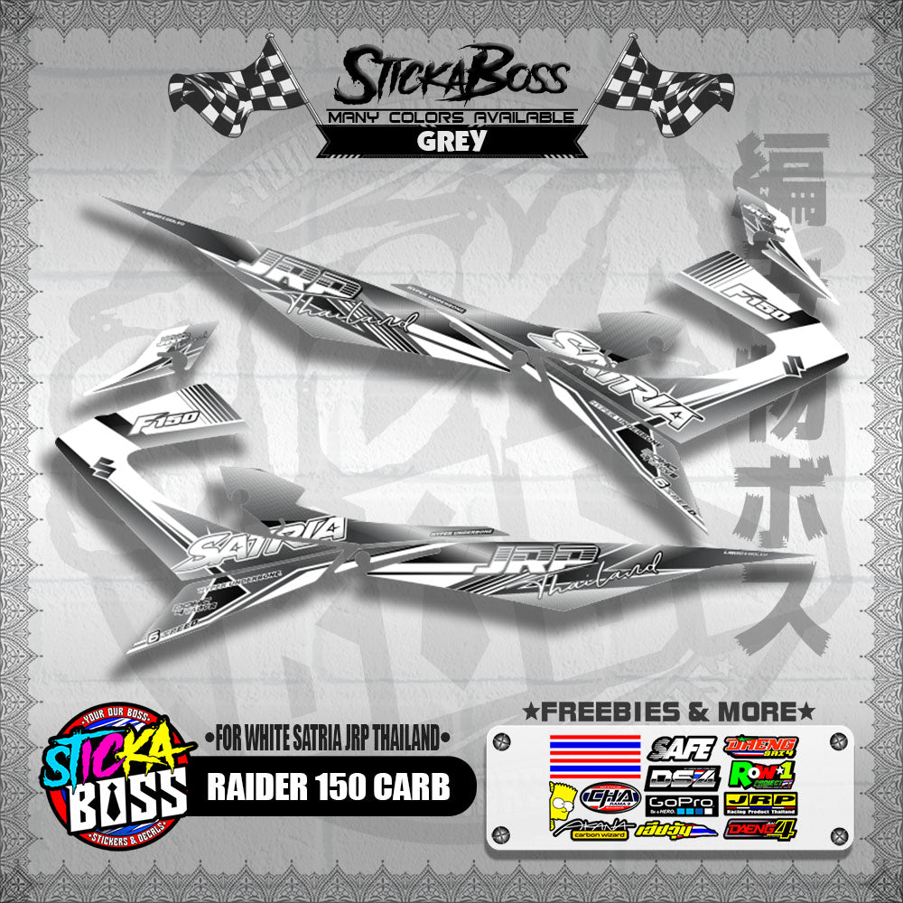 RAIDER 150 CARB DECALS ( FOR WHITE SATRIA JRP THAILAND )【WITH FREEBIES】