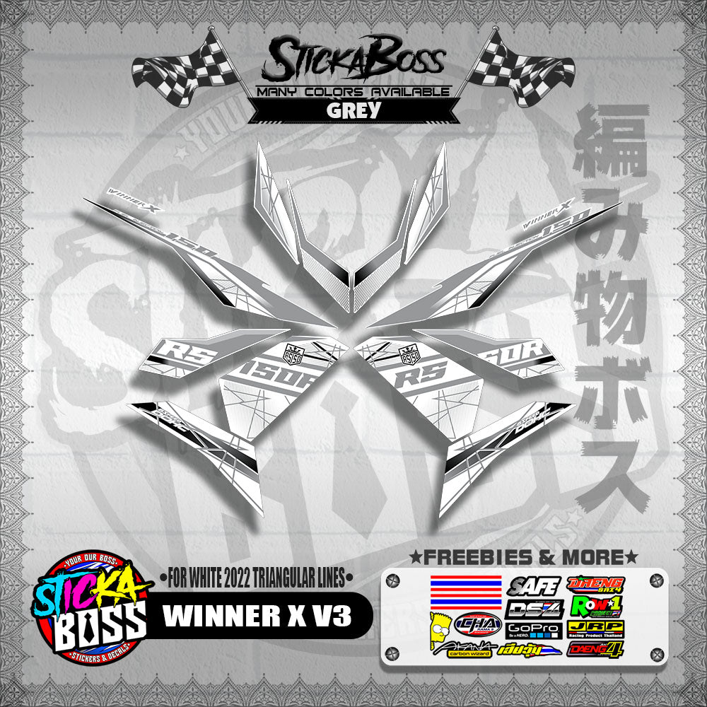 WINNER X V3 DECALS ( FOR WHITE 2022 TRIANGULAR LINES )【WITH FREEBIES】