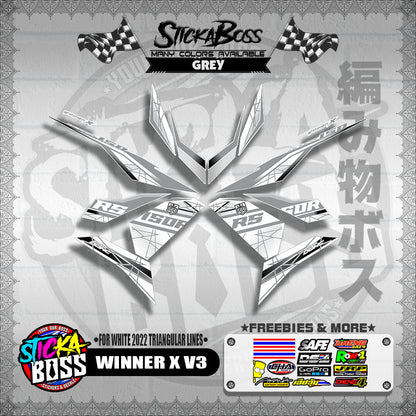 WINNER X V3 DECALS ( FOR WHITE 2022 TRIANGULAR LINES )【WITH FREEBIES】