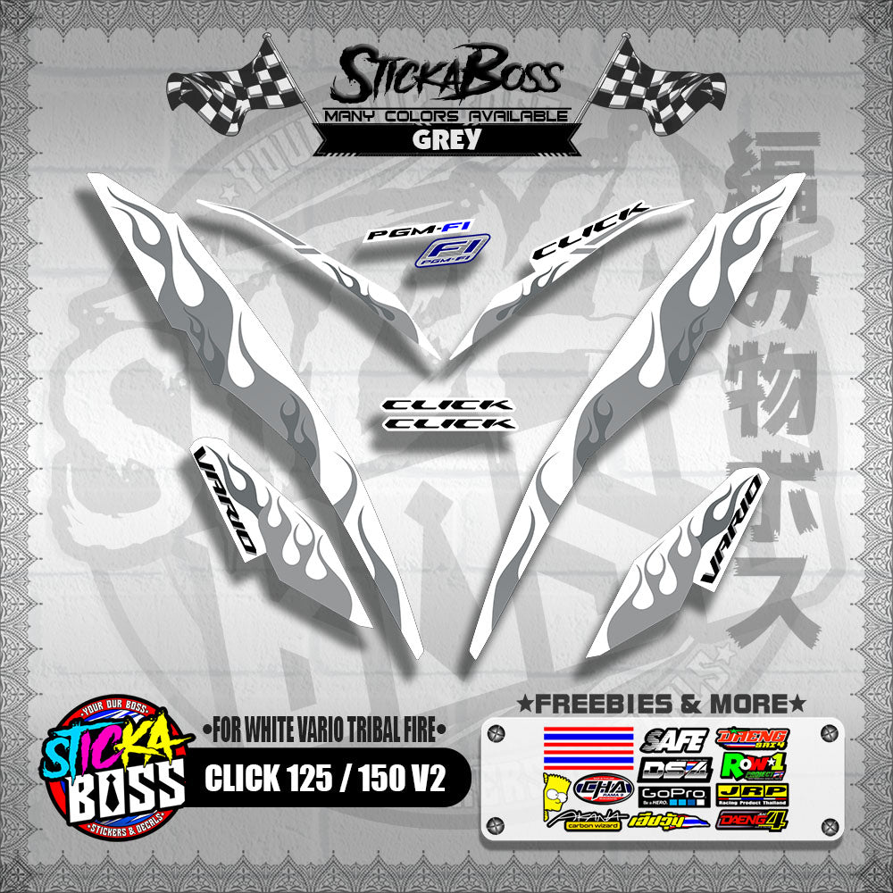 CLICK 125 / 150 V2 DECALS ( FOR WHITE VARIO TRIBAL FIRE )【WITH FREEBIES】