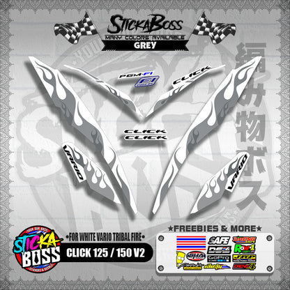 CLICK 125 / 150 V2 DECALS ( FOR WHITE VARIO TRIBAL FIRE )【WITH FREEBIES】