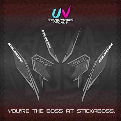 CLICK 125 V3 UV TRANSPARENT DECALS (2026 LINE UP DESIGN) STICKER KITS By STICKABOSS