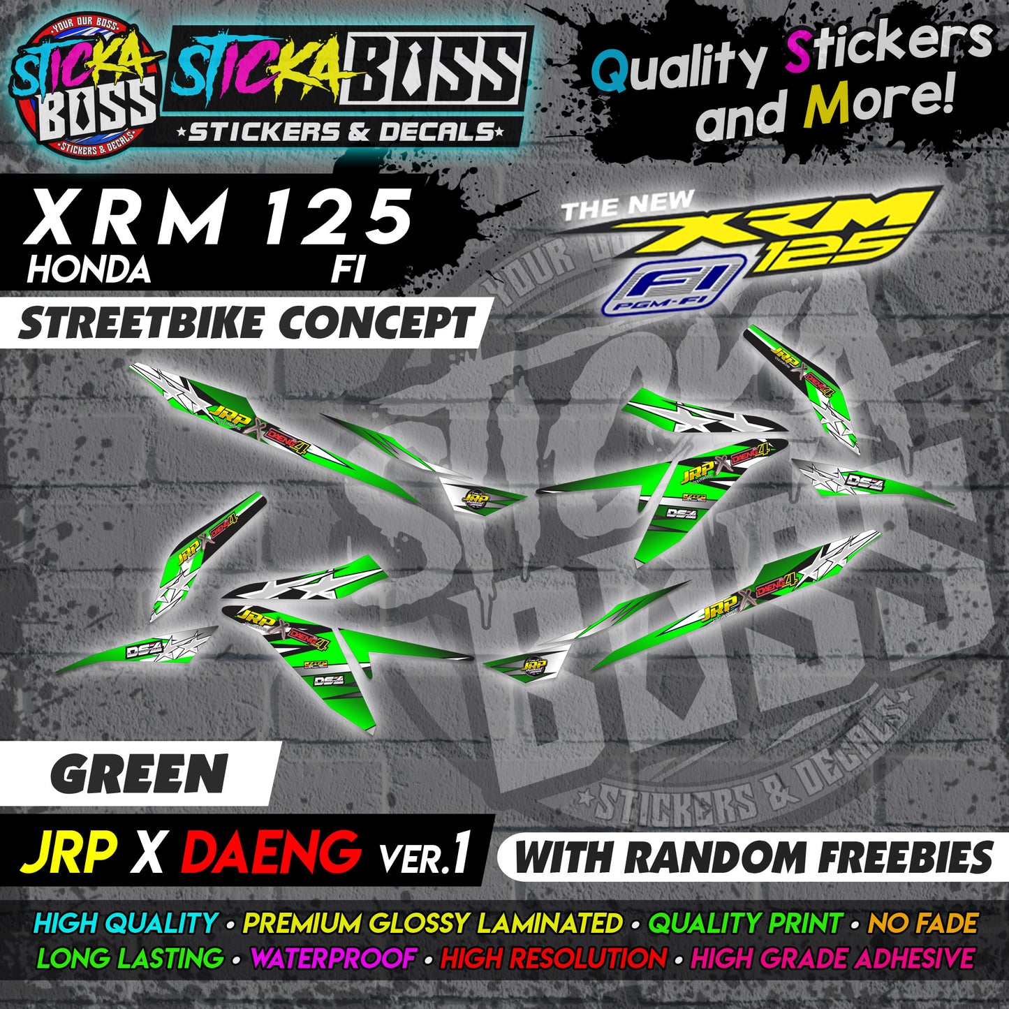XRM 125 FI Decals - (JRP x DAENG VER.1) [STREET BIKE CONCEPT]【PREMIUM GLOSSY LAMINATED】
