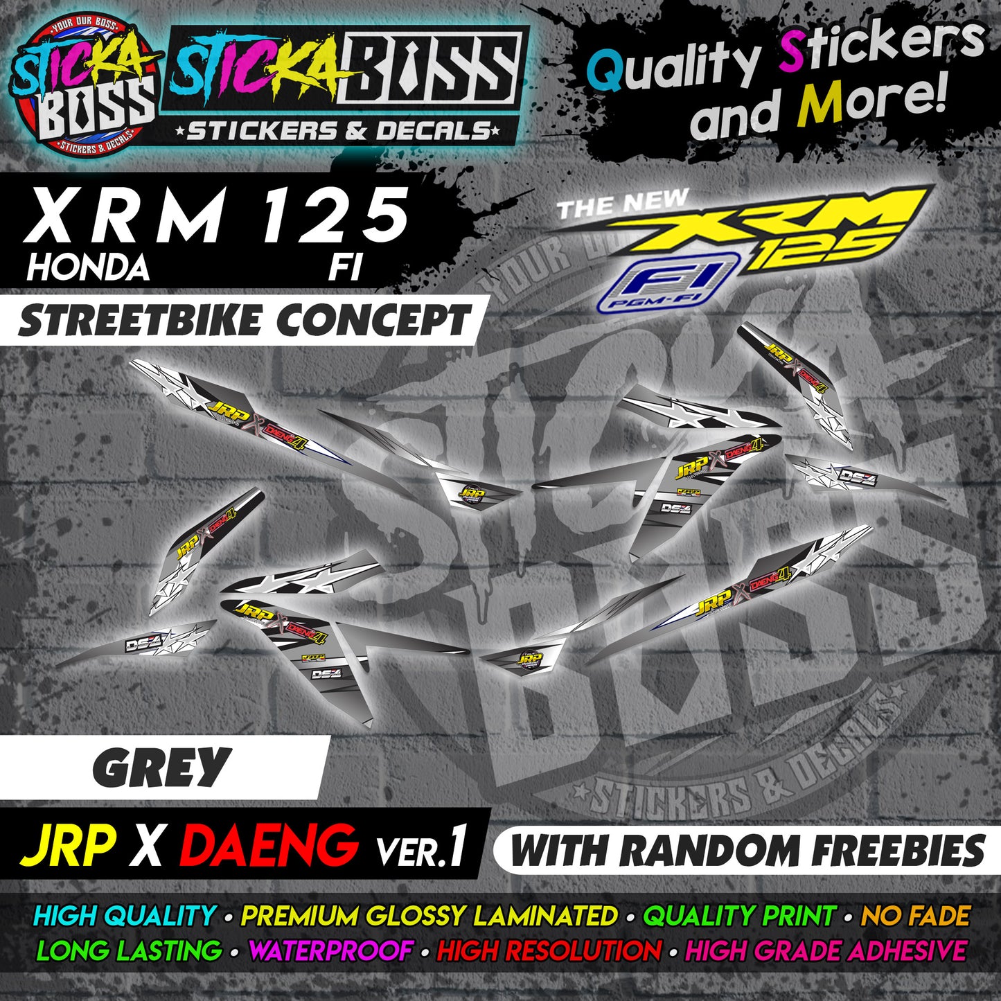 XRM 125 FI Decals - (JRP x DAENG VER.1) [STREET BIKE CONCEPT]【PREMIUM GLOSSY LAMINATED】