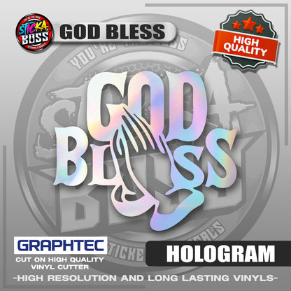 GOD BLESS | VINYL WATERPROOF CUT-OUT STICKER DECALS【Stickaboss】