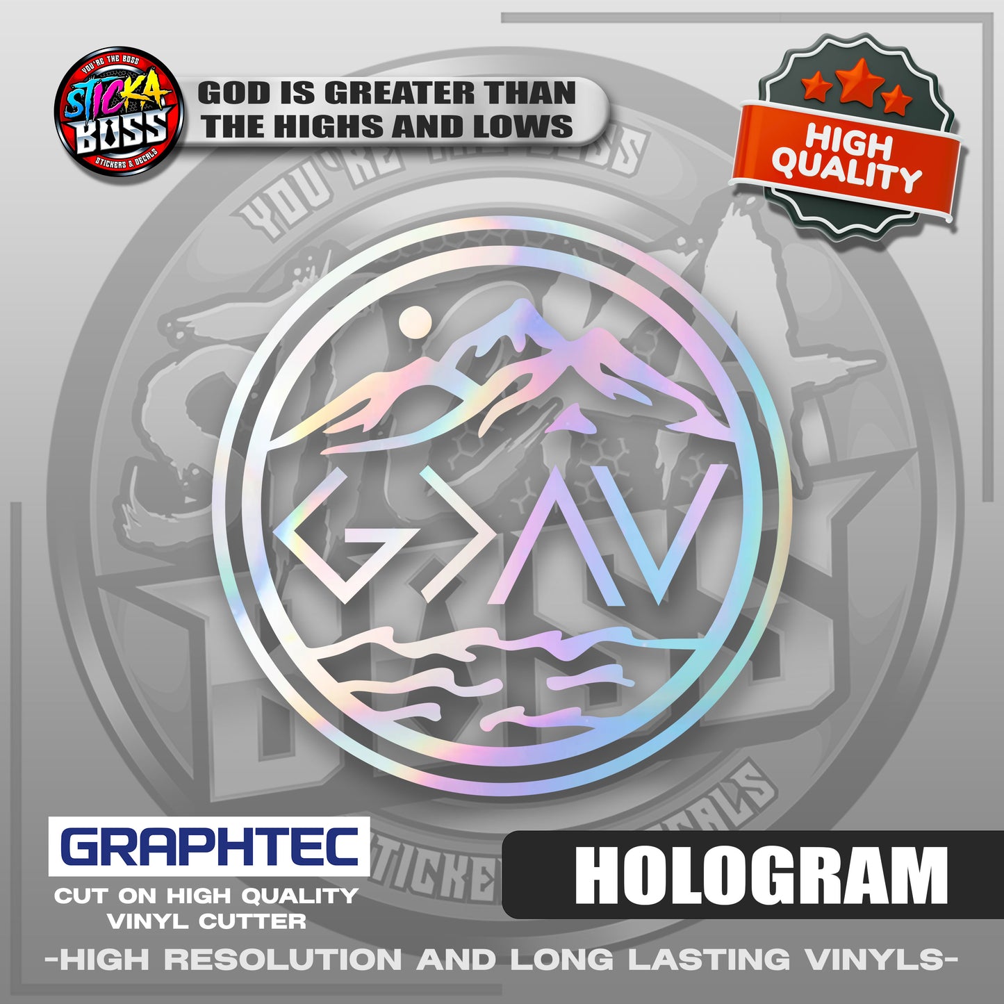 GOD IS GREATER THAN THE HIGHS AND LOWS | VINYL WATERPROOF CUT-OUT STICKER DECALS【Stickaboss】