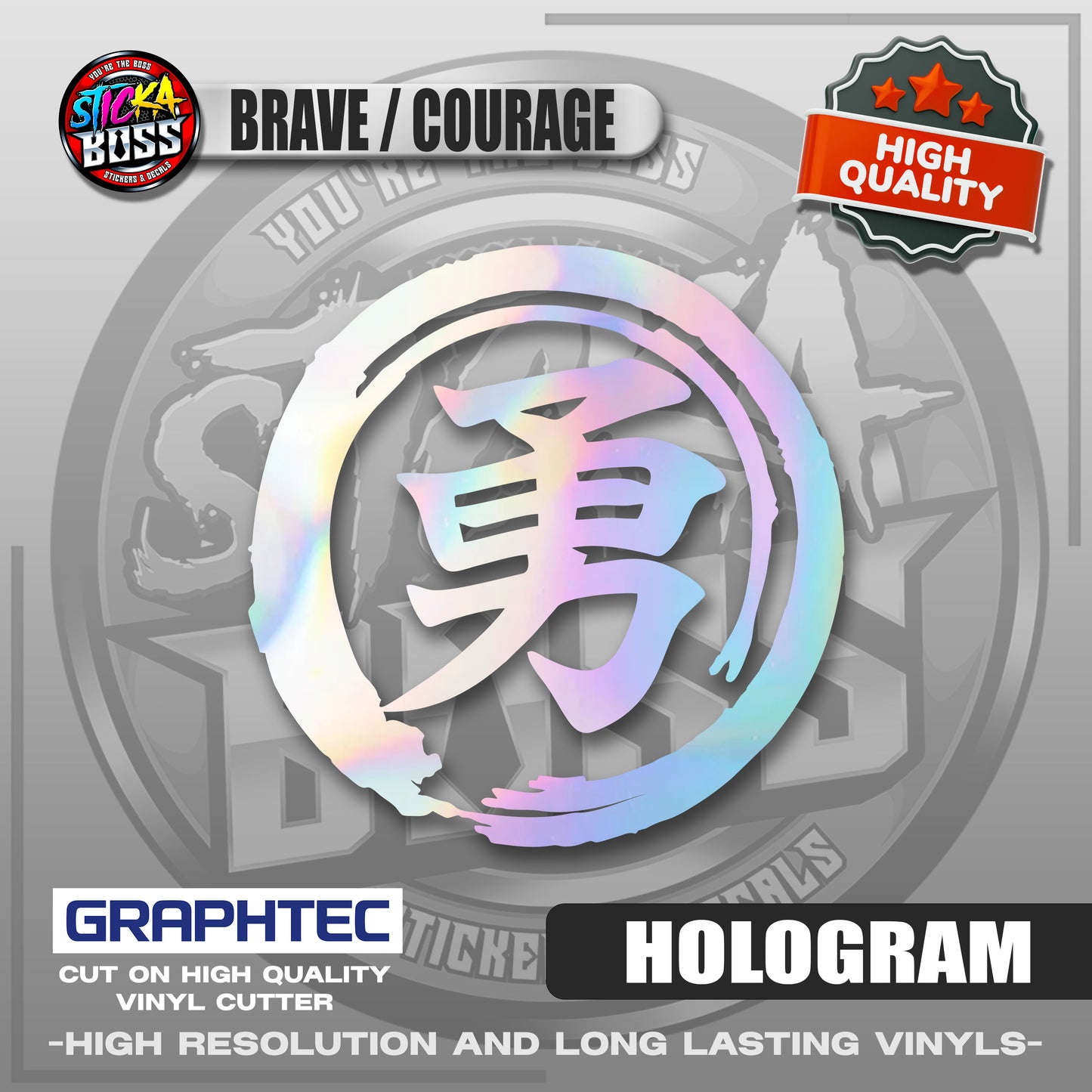 BRAVE COURAGE - JAPANESE KANJI SYMBOL | VINYL WATERPROOF CUT-OUT STICKER DECALS【Stickaboss】