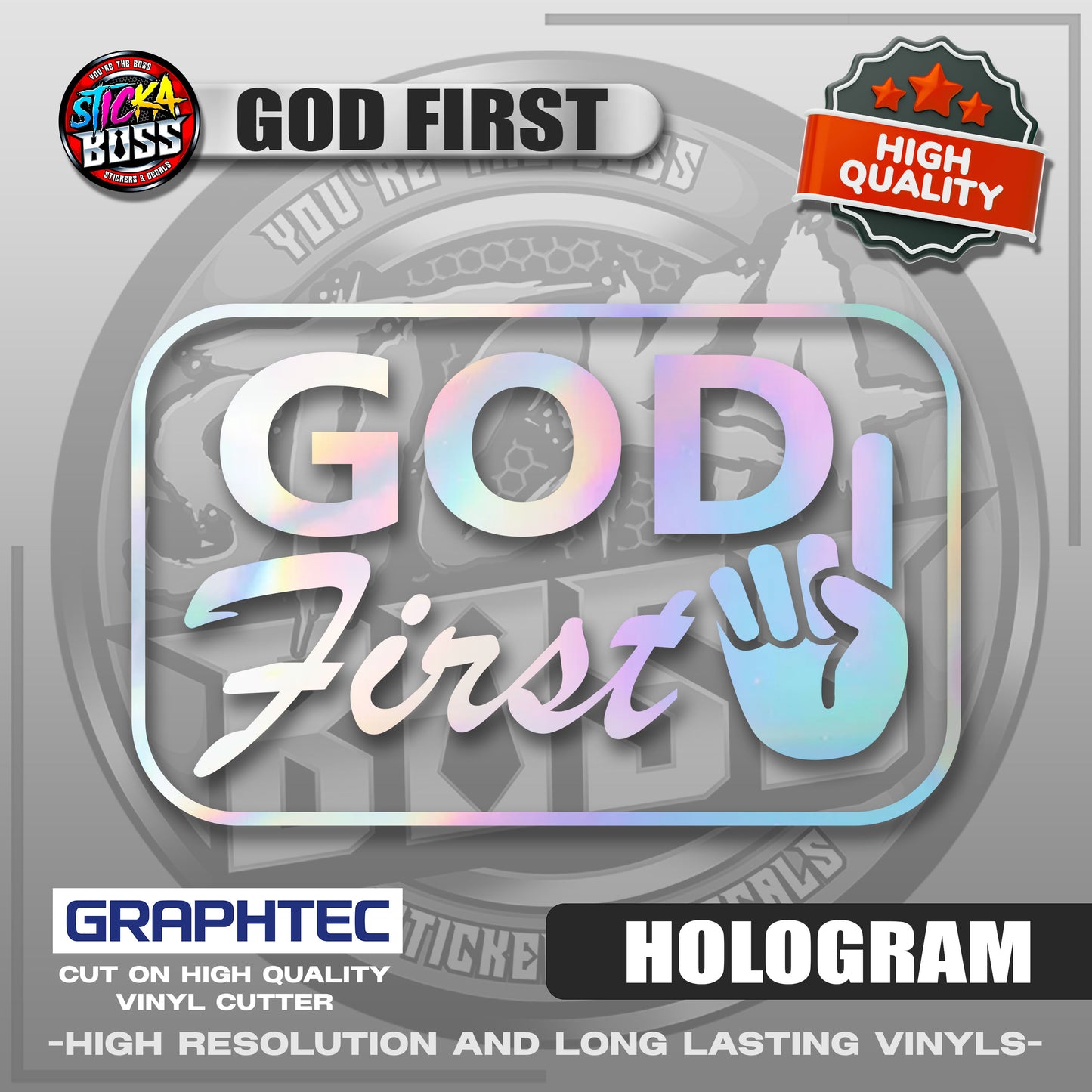 GOD FIRST | VINYL WATERPROOF CUT-OUT STICKER DECALS【Stickaboss】