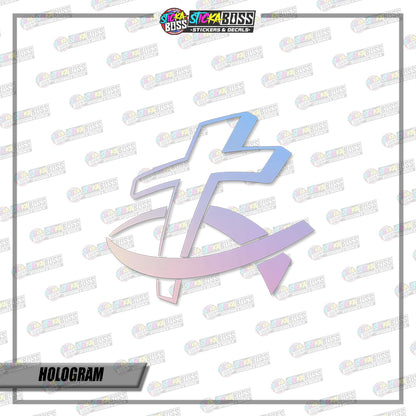 FISH CROSS (VINYL CUT-OUT STICKER DECALS )【Stickaboss】
