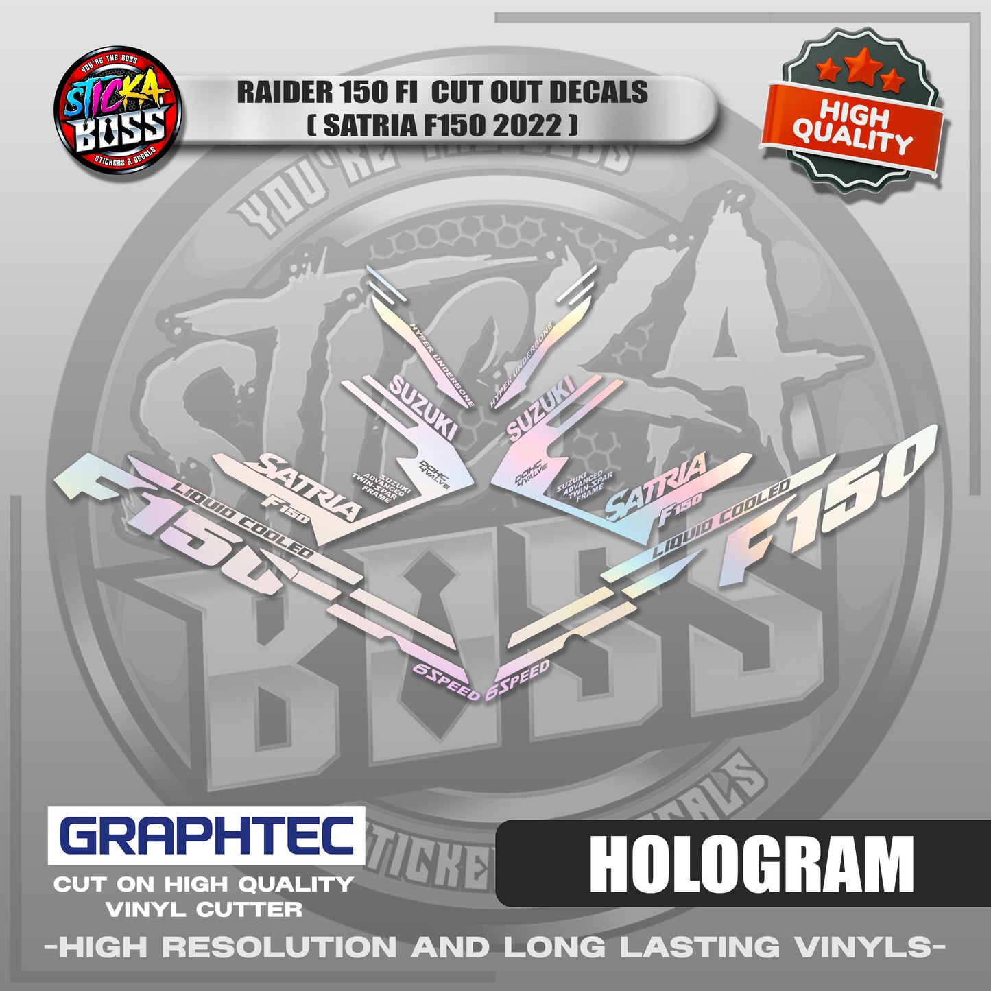RAIDER 150 FI CUT OUT DECALS ( SATRIA F150 2022 ) | VINYL WATERPROOF CUT-OUT STICKER DECALS
