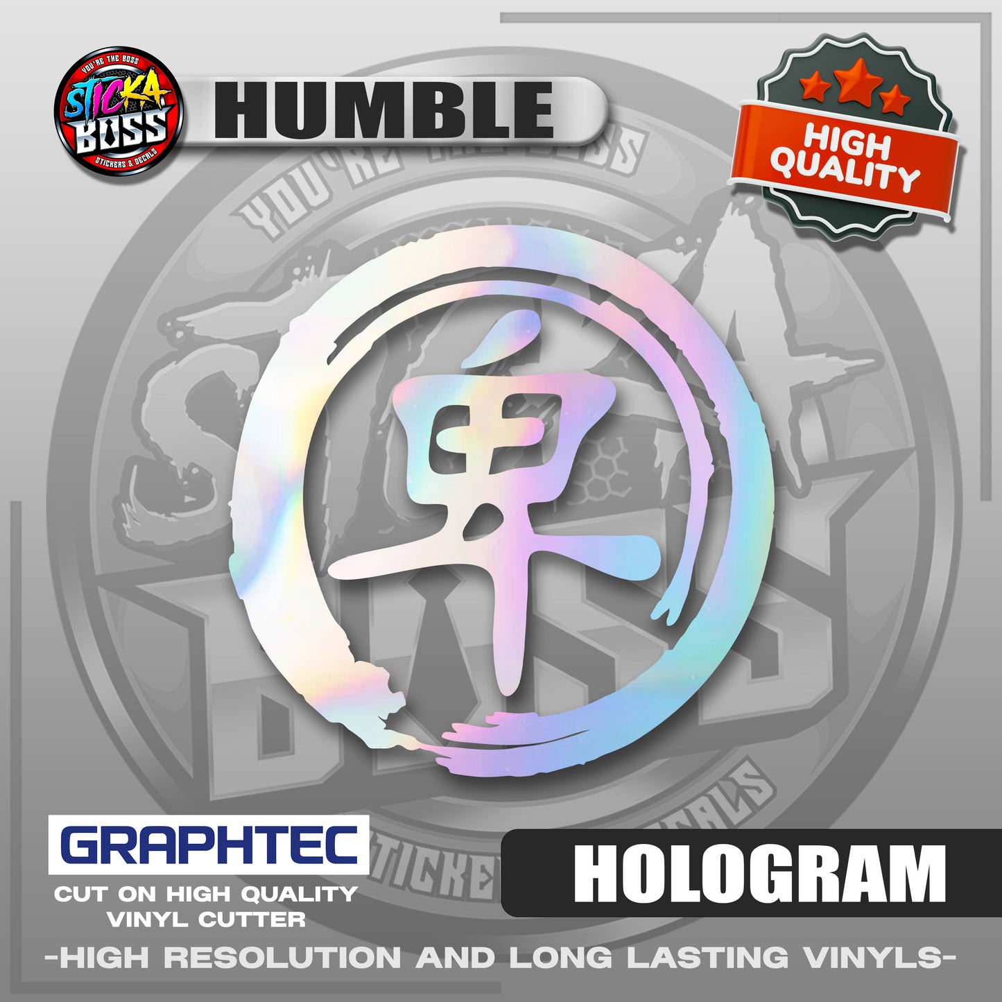 HUMBLE - JAPANESE KANJI SYMBOL | VINYL WATERPROOF CUT-OUT STICKER DECALS【Stickaboss】