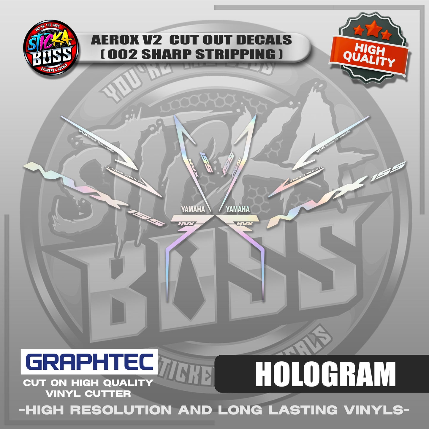 AEROX V2 CUT OUT DECALS ( 002 SHARP STRIPPING ) | VINYL WATERPROOF CUT-OUT STICKER DECALS