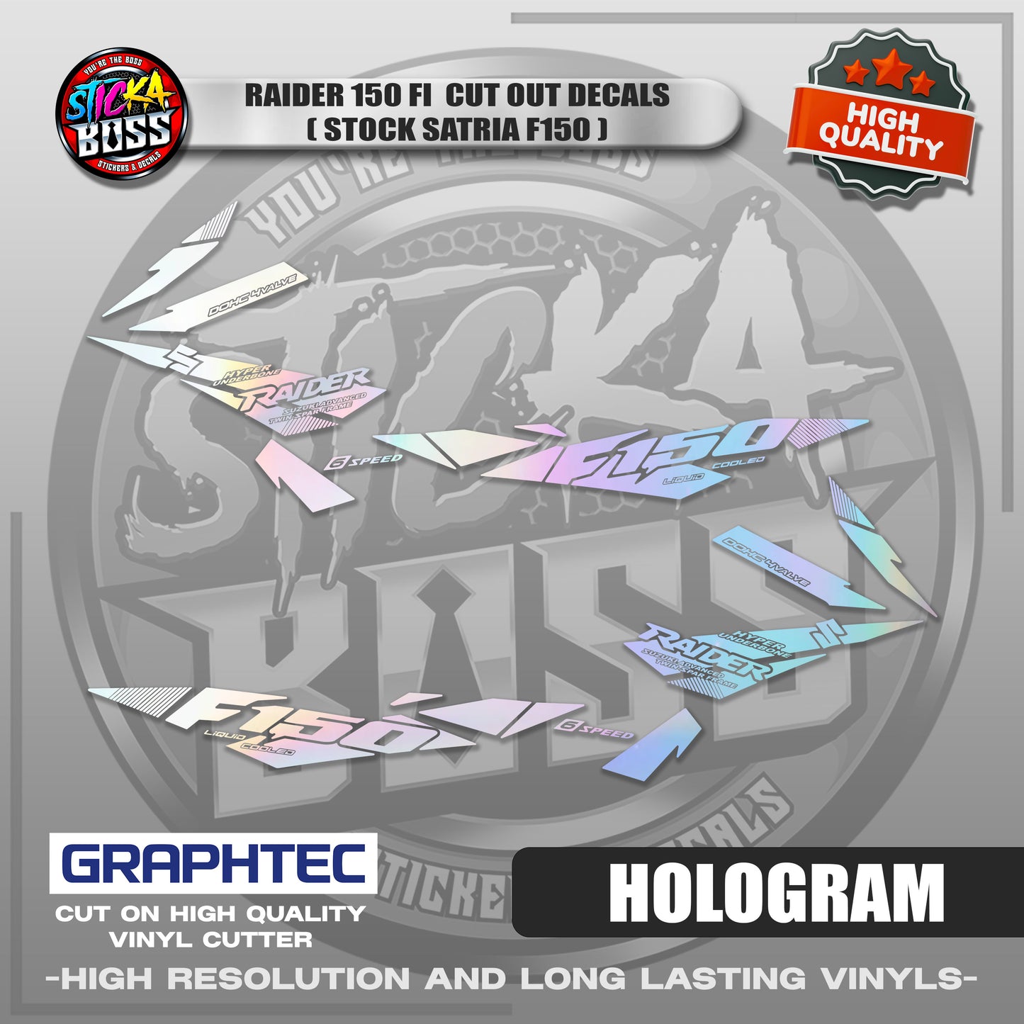 RAIDER 150 FI CUT OUT DECALS ( STOCK SATRIA F150 ) | VINYL WATERPROOF CUT-OUT STICKER DECALS