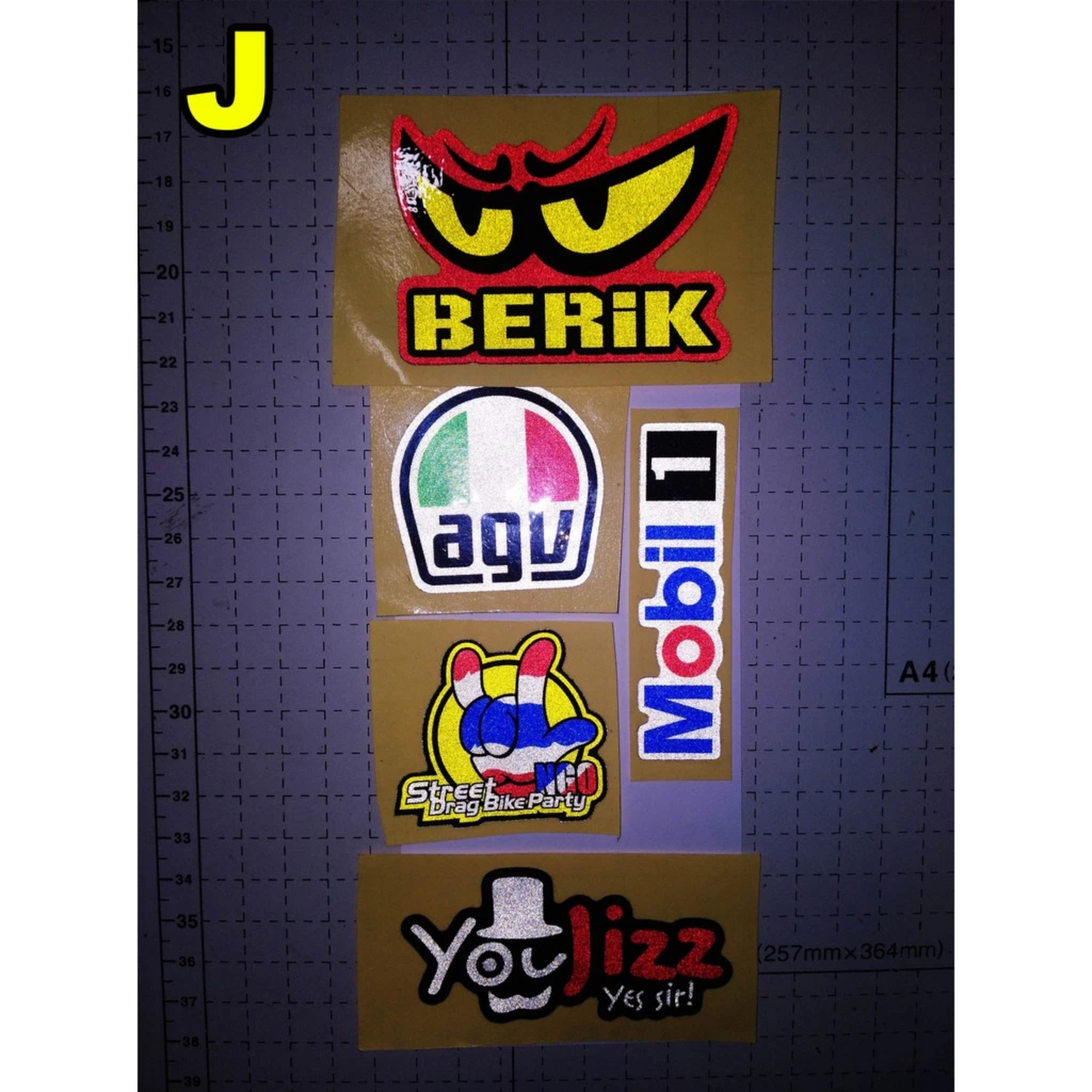 [ Bundle Set ] Mini Reflectorized ( Helmet / Motor / Car / Bike ) Side Strip  Vinyl Stickers