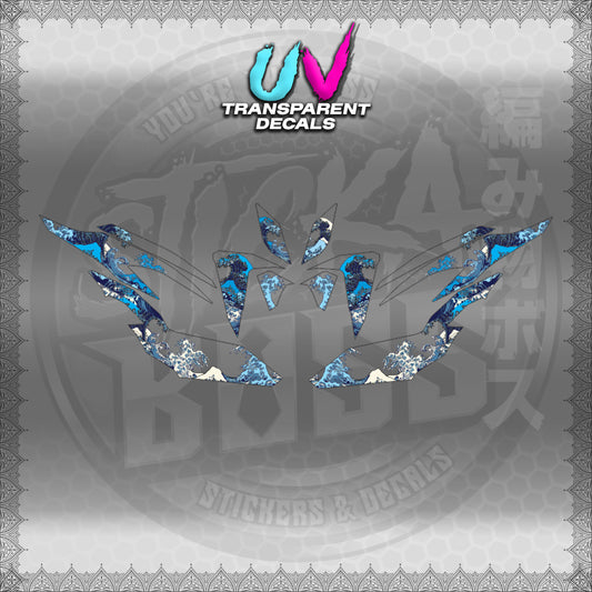 【PREMIUM UV PRINT】TRANSPARENT CLICK V2 INDO CONCEPT (KANAGAWA GREAT WAVE) STICKER DECALS for STICKABOSS