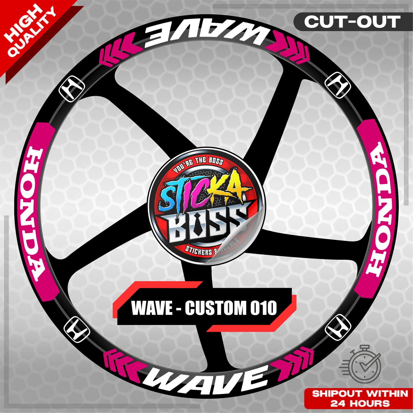WAVE 110  / 125 MAG STICKER SET ( 2 MAGS ) - CUSTOM 010 | VINYL WATERPROOF CUT-OUT DECALS