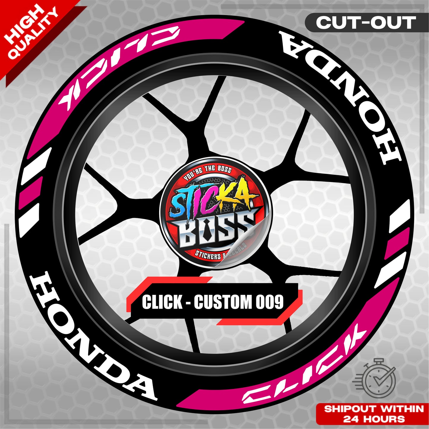 CLICK 125 / 150 / 160 MAG STICKER SET  ( 2 MAGS ) - CUSTOM 009 | VINYL WATERPROOF CUT-OUT DECALS