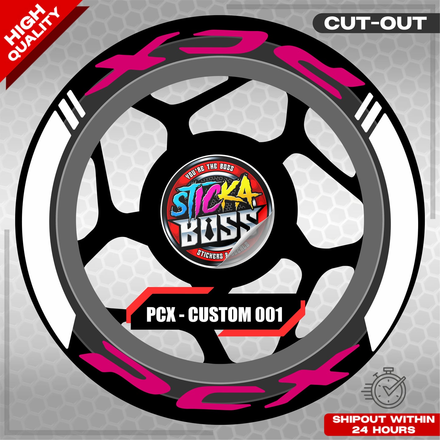 PCX 150 / 160 MAGS STICKER SET  ( 2 MAGS ) - CUSTOM 001 | VINYL WATERPROOF CUT-OUT DECALS