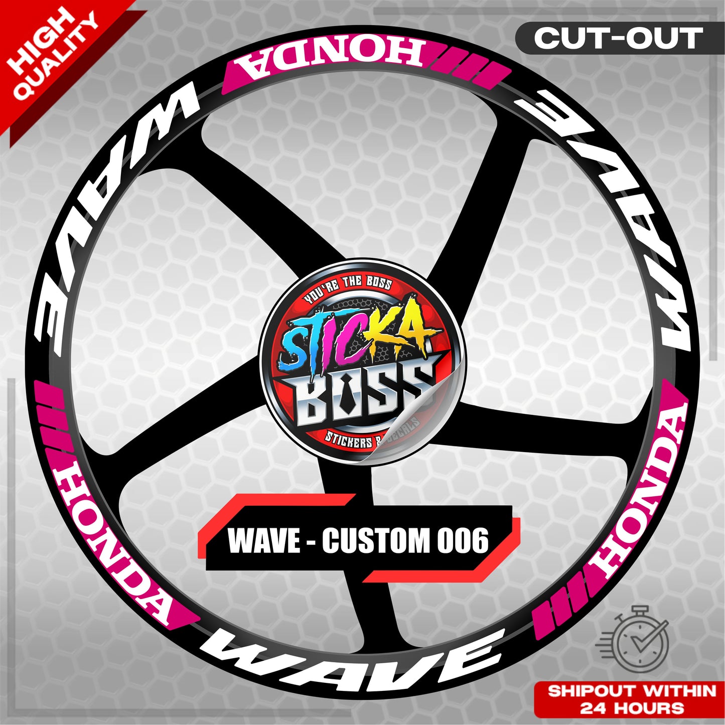 WAVE 110 / 125 MAG STICKER SET ( 2 MAGS ) - CUSTOM 006 | VINYL WATERPROOF CUT-OUT DECALS