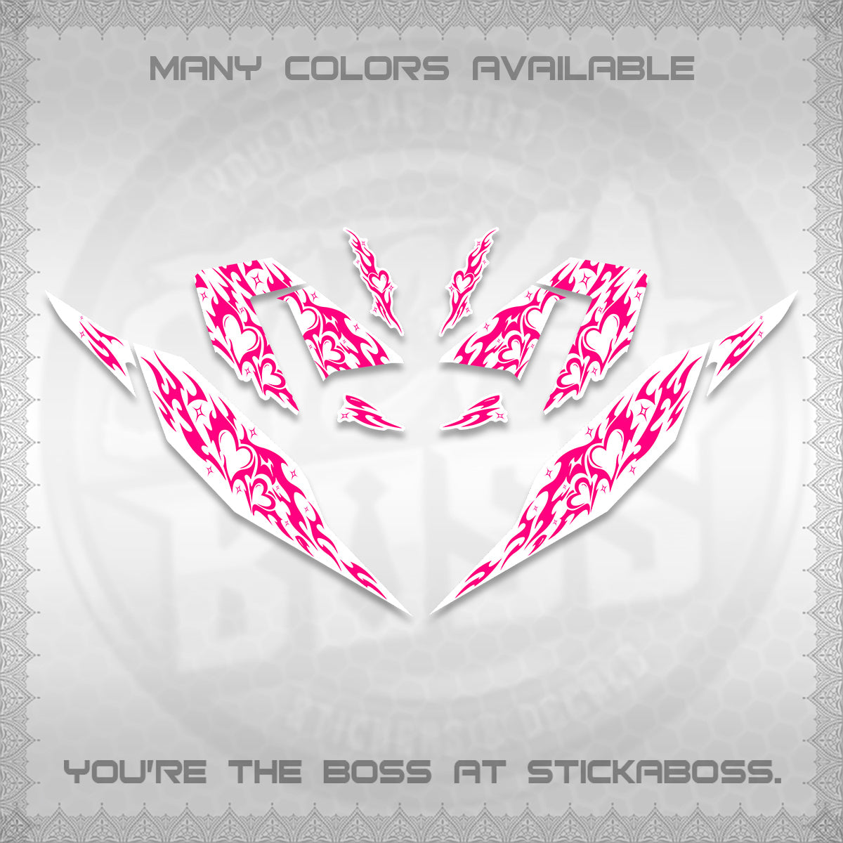 CLICK 125 V4 FOR WHITE DECALS (2026 TRIBAL HEART DESIGN) STICKER KITS BY STICKABOSS