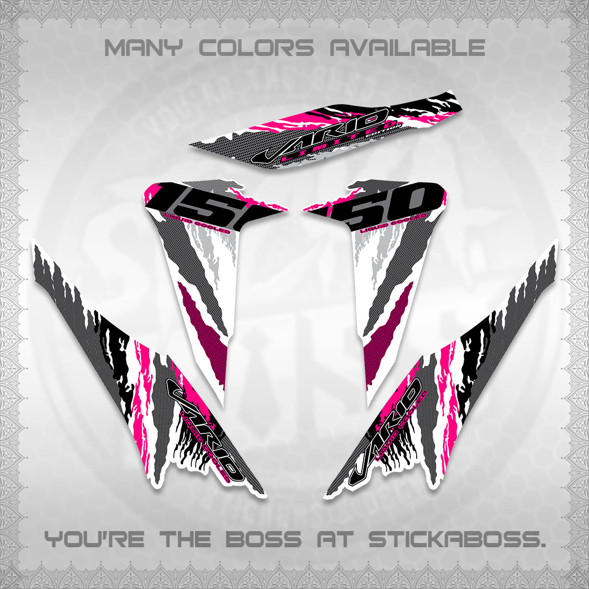 CLICK 150 V2 VARIO FOR WHITE DECALS (2022 SPECIAL SPLASH DESIGN) STICKER KITS BY STICKABOSS