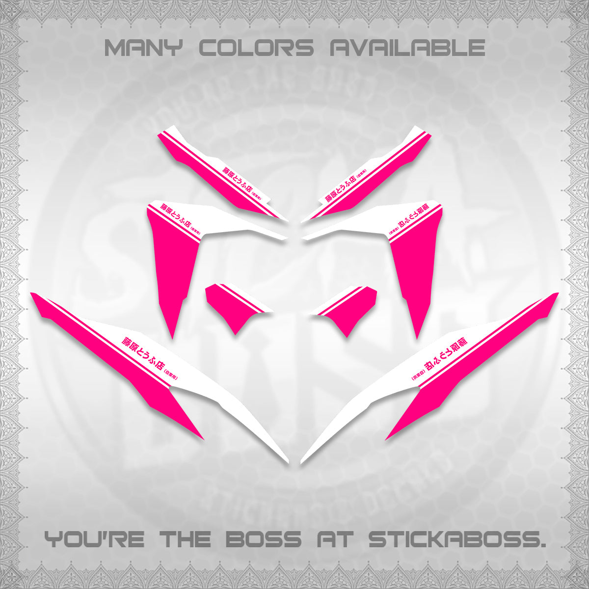 CLICK V2 FOR WHITE DECALS (TRUENO STYLE DESIGN) STICKER KITS BY STICKABOSS
