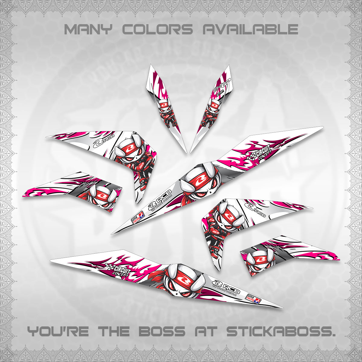 BEAT FI V2 FOR WHITE DECALS (2026 NEW RCB 2.0 DESIGN) STICKER KITS BY STICKABOSS