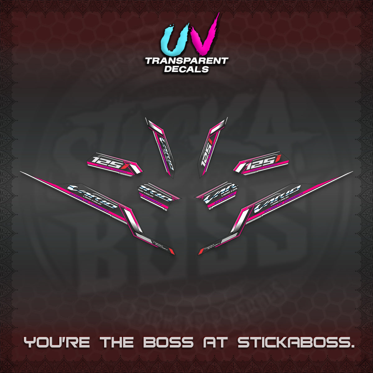 CLICK V3 VARIO STRIPING UV TRANSPARENT DECALS (2026 SPORTS RACE DESIGN) STICKER KITS BY STICKABOSS