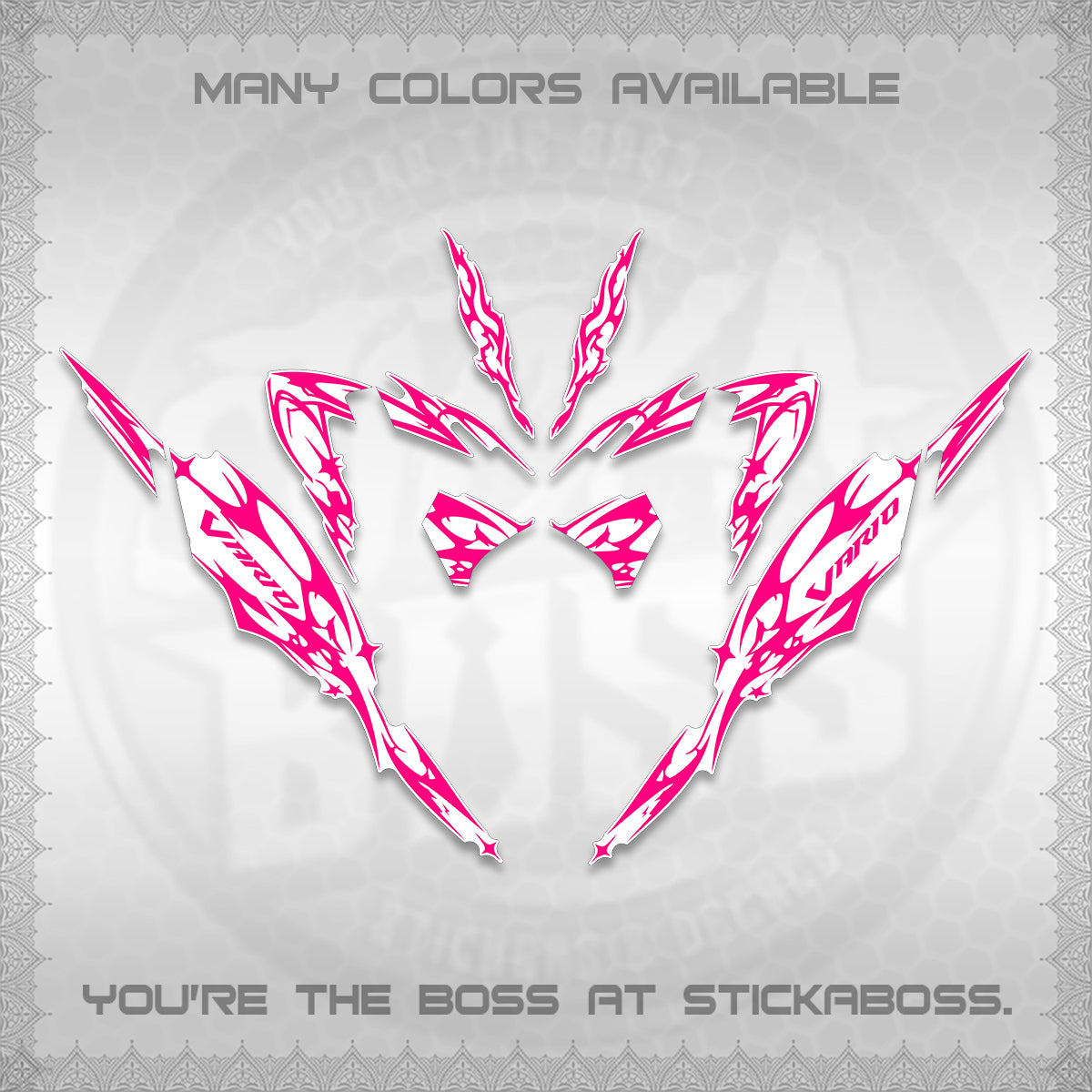 CLICK 125 V4 VARIO FOR WHITE DECALS (2026 TRIBAL LIGHTNING DESIGN) STICKER KITS BY STICKABOSS