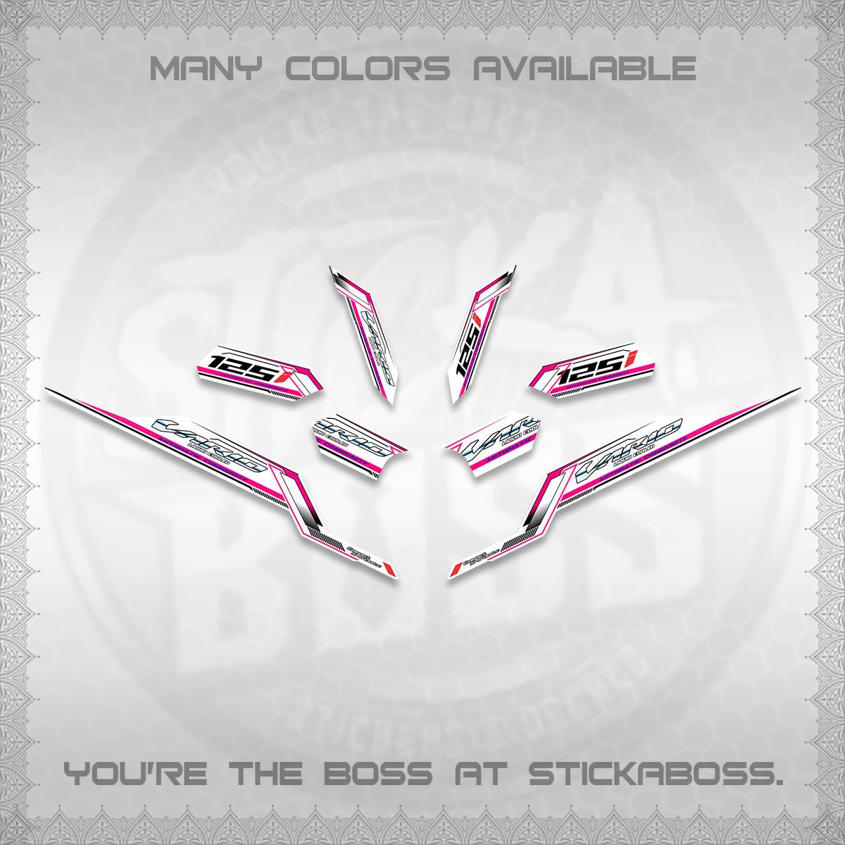 CLICK V3 VARIO STRIPING FOR WHITE DECALS (2026 SPORTS RACE DESIGN) STICKER KITS BY STICKABOSS