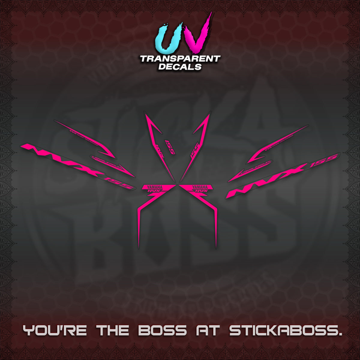 AEROX 155 V2 UV TRANSPARENT STRIPING DECALS (2022 NVX 1-TONE) STICKER KITS BY STICKABOSS