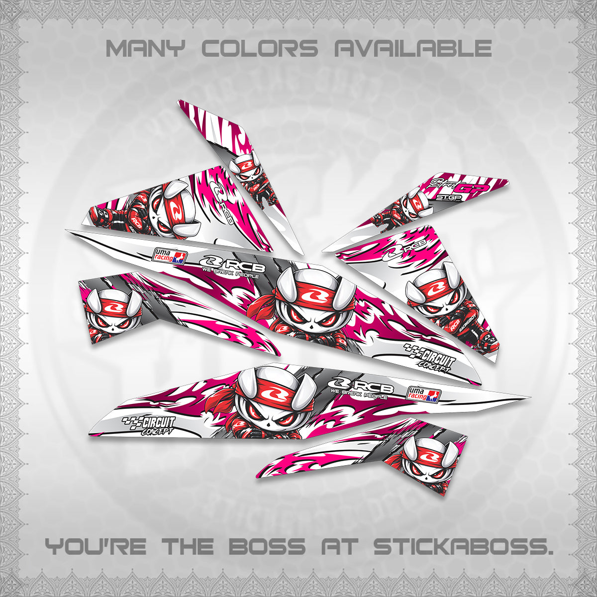 BEAT FI V1 FOR WHITE DECALS (2026 NEW RCB 2.0 DESIGN) STICKER KITS BY STICKABOSS