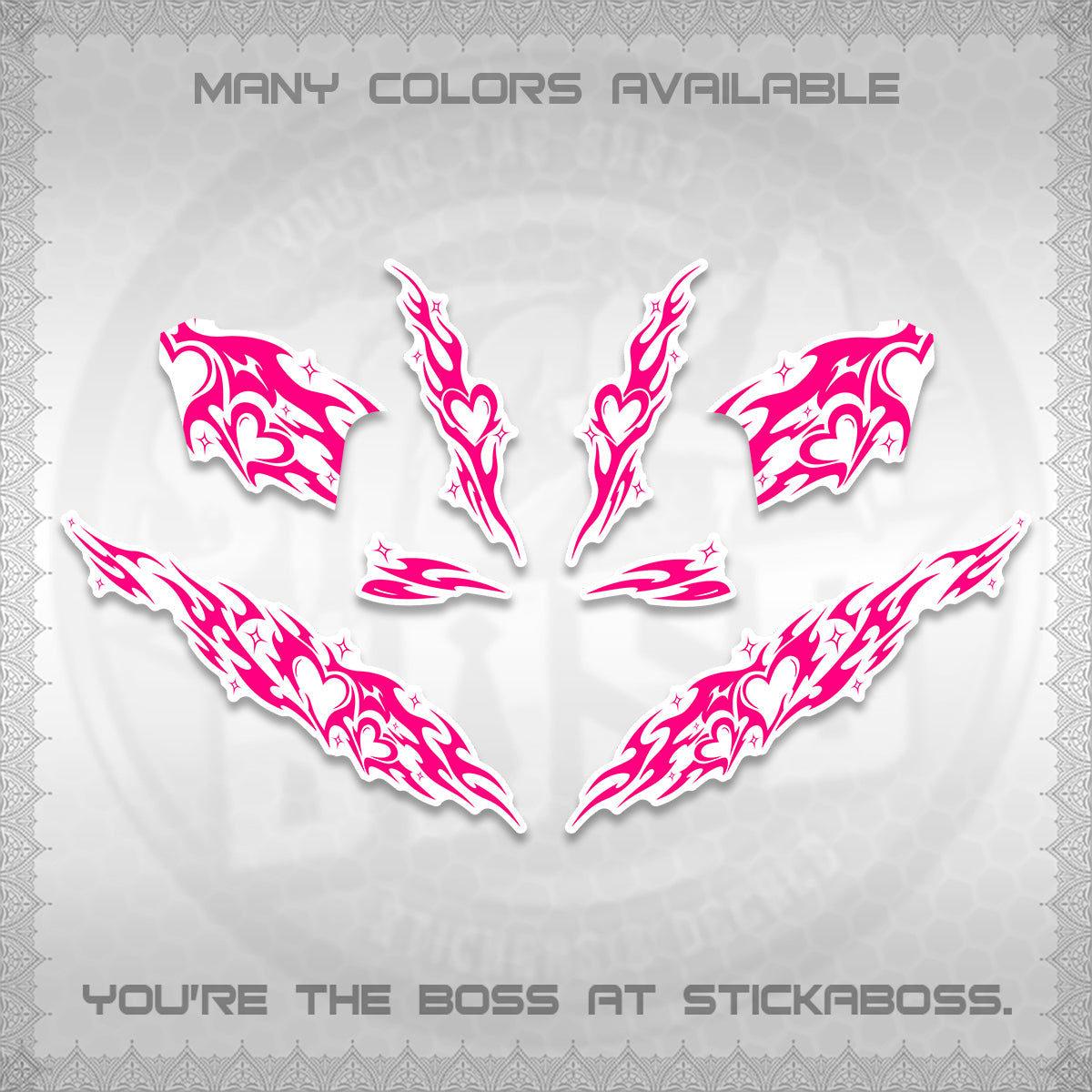 CLICK 125 V2 FOR WHITE DECALS (2026 STRIPING HEART DESIGN) STICKER KITS BY STICKABOSS