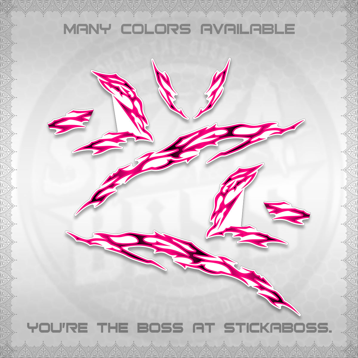CLICK 125 V3 FOR WHITE DECALS (2026 TRIBAL LIGHTNING DESIGN) STICKER KITS BY STICKABOSS