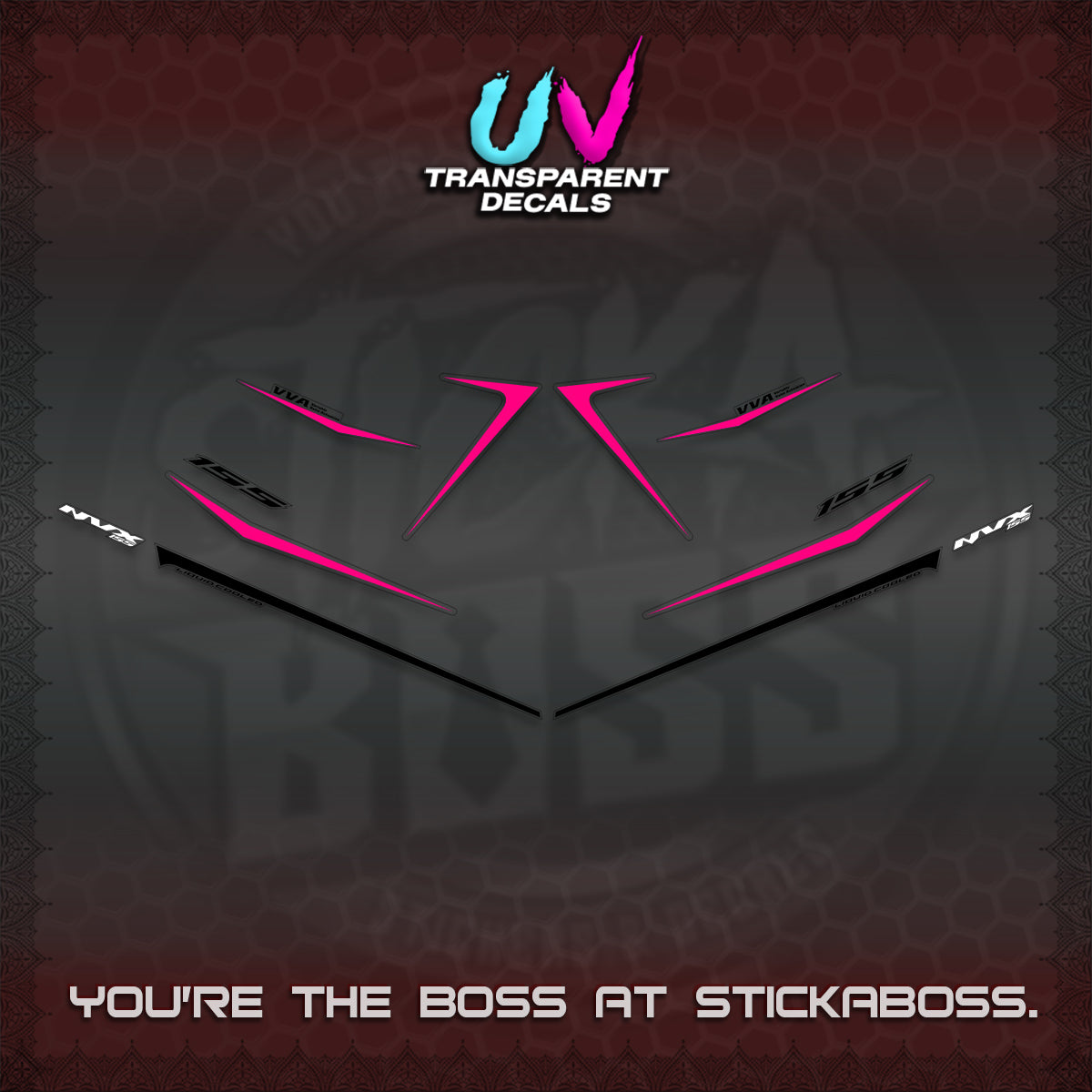 AEROX 155 V2 UV TRANSPARENT DECALS (2026 NVX MINIMALIST 01) STICKER KITS BY STICKABOSS