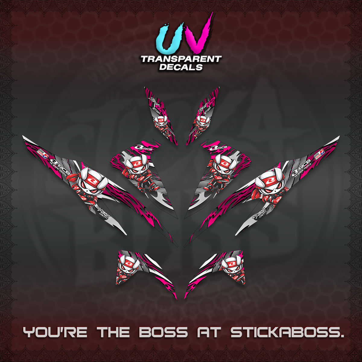 CLICK 125 V2 UV TRANSPARENT DECALS (2026 NEW RCB 2.0 DESIGN) STICKER KITS BY STICKABOSS