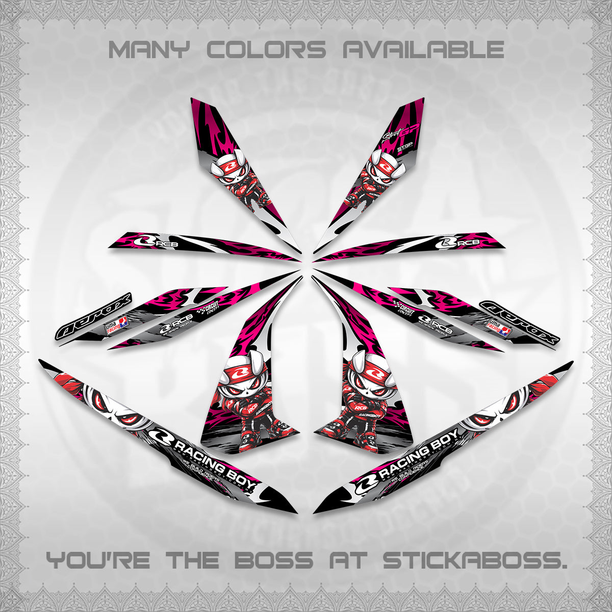 AEROX 155 V1 DECALS (2026 NEW RCB 2.0 DESIGN) STICKER KITS BY STICKABOSS